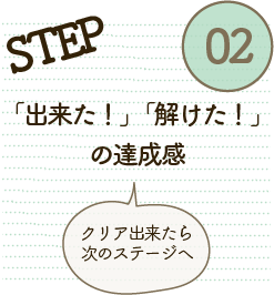 「出来た！」
「解けた！」の達成感
